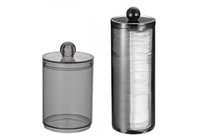 PUTOAHAO Boîte à Coton-Tige et Rangement Coton Démaquillant - Distributeur pour La Coiffeuse et Salle de Bain (Noir, B) - 2 Pièces