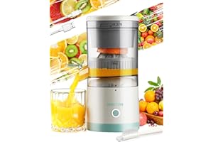 MIGECON Electric Juicer Rechargeable - Citrus Juicer Machine with USB and Portable Juicer, Anti-Drip Function Juicer for Orange, Lemon, Grapefruit, Include Cleaning Brush (White)