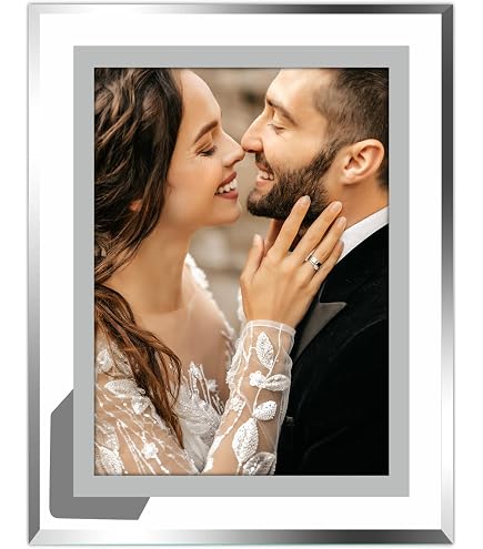 MAZZOLA Cornice Portafoto Cristallo - 18x23 Cm, Orizzontale, Design Elegante Per Matrimoni E Casa - Foto 4