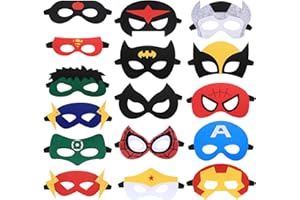 wugongshan Superhelden-Masken, 16 Stk. Filz Superhelden Cosplay Party Masken, Superhelden-Kostüm-Spielzeug Filzmasken für Party-Taschenfüllungen für Geburtstag Maskerade Cosplay Party Favor Masken