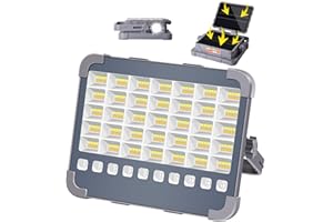 MASMEJOR Faro LED Ricaricabile 100W, Faretto LED Ricaricabile 10000LM 15000mAh con Doppi Pannelli Solari, Funzione Torcia, 5 Modalità, Faro a Batteria Ideale per Campeggio, Lavoro, Pesca