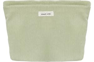 Torytoe Kosmetiktasche, Kulturtasche Cord Mäppchen Make Up Schminktasche Massivfarbe Waschtasche Travel Cosmetic Organizer Portable Kulturbeutel Multifunktionaler Reisen Kulturtasche für Damen, Grün