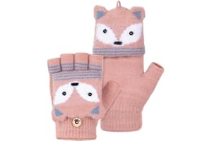 MELLIEX Guanti Senza Dita Bambino, Flip Top Guanti Bambino Invernali, Caldi Guanti Mezze Dita per Ragazzo Ragazze 5-10 Anni