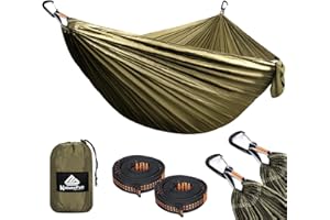 NATUREFUN Hamac Ultra-léger de Voyage Camping 300 kg Capacité de Charge,Respirante, séchage Rapide (300x200cm) | 2 x Mousquetons de qualités, 2 x Sangles Inclus | pour Jardin d'interieur/extérieur