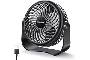 SMARTDEVIL Desk Fan, 3 Speeds Mini Desktop USB Desk Fan, 360° Adjustment Small Personal Table Fan for Home Office Car Outdoor Travel (Black)