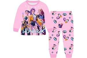Genérico Demon Hunters Pijamas para Niñas Manga Larga Conjuntos De Pijamas 2 Piezas Niñas Ropa De Dormir con Dibujos Animados