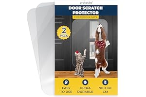 PROTECTO 2-Pack Ultra Durable Door Protector for Dogs – 90x60 cm Clear Cat Scratch Protector | Easy to Install Anti Scratch Door Guard for Dogs and Cats - Protection for Furniture, Walls and Windows