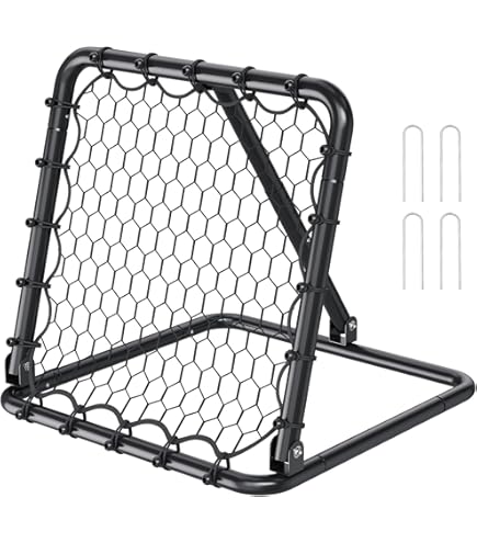 Opvouwbaar voetbal-rebound-net, 1,2 x 1,2 m, terugslagnet voor volleybal, dubbellaags PE-net, verstelbare hoek, competentietraining voor voetbal, volleybal en basketbal