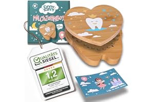 FUNNY SUNNY [Test SEHR GUT, Note 1.2*] Zahndose aus Bambus für Milchzähne, Milchzahndose für Kinder, Zahnfee Geschenke, Taufgeschenke für Mädchen Jungen, Geschenk Zahnbox für Junge, Erinnerungsbox Baby