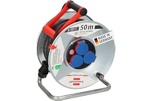 Brennenstuhl Garant S IP44 Kabeltrommel, 50m - Stahlblech (kurzfristiger Einsatz im Außenbereich, Made in Germany) silber