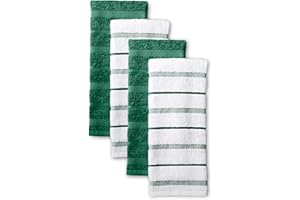 KitchenAid Albany Kitchen Towel 4-Pack Set, Pebbled Palm Green/White, 16"x26"