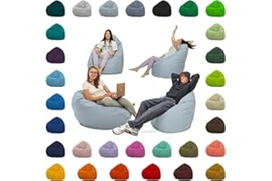 GlückBean Sitzsack XXL – Beanbag für Kinder & Erwachsene – In & Outdoor geeignet – Wasserabweisend & pflegeleicht – Gefüllt mit hochwertigen EPS-Perlen – Ideal zum Gaming & Entspannen (Grau, XXL)