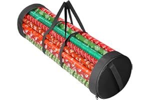 Mobi Lock Wrapping Paper Storage Bag - Cylindrical Gift Wrap Organizer with Zipper & Reinforced Handles - Holds 18-25 Rolls - Tear-Resistant Gift Wrap Holder for All Occasions