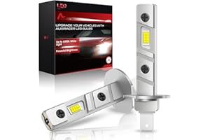 AUXIRACER Lampadina LED Auto H1 6500K, 12V, 100W, LED H1 26000LM, con Ventola Silenziosa 26000LM 110W 600% LM Sostituzione Alogena, DC12V, 2 Pezzi