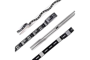 YUBX Railway Road Washi Tape Set 4 rollos de cinta adhesiva decorativa en blanco y negro para manualidades, diarios de balas, planificadores, álbumes de recortes, envoltura (15 mm x 10 m)