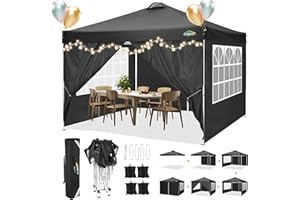 COBIZI Tonnelle De Jardin 3 X 3 M Tonnelle Pliante Tente RéCeption，Barnum Pliant 3x3 with 4 Removeable Sidewalls, à Hauteur RéGlable pour FêTe Marriage Les ActivitéS Commerciales,Noir