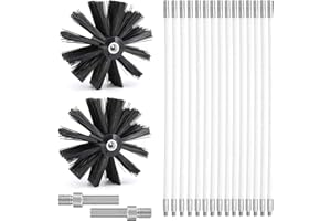 YSISLYBIN Spazzola Pulizia Camino, Spazzole 150mm Diametro per Camini con 15 Aste Flessibili da 410 mm e 2 Testine per La Pulizia del Camino Kit di Attrezzi per Pulizia per Condizionatore, Camino, Lavatrice