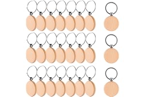 BUBUNY Schlüsselanhänger Holz, Wooden Schlüsselanhänger Blanko DIY Holzschlüsselanhänger, Schlüsselanhänger Holz Rohling für Malerei Basteln Dekorieren