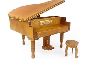 Sinzyo Anastasia-Once Upon a DecemberBoîte à Musique en Forme de Piano en Bois Avec Petit Tabouret Cadeau d'anniversaire créatif pour la Saint - Valentin(Piano Couleur Bois)