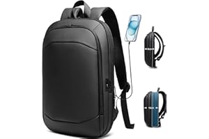 HEROIC KNIGHT Laptop Backpack 17 Inch Waterproof Backpack Expandable Business Backpack With USB Charging Port Lightweight Travel Backpack Mens Stylish Laptop Rucksack For Work Sport Travel Business Office-Black
