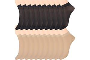 Firtink 20 Pairs Women's Nylon Ankle Socks Thin Sheer Pop Transparent Ankle High Hosiery Socks Silky Breathable Hosier for Women Girls