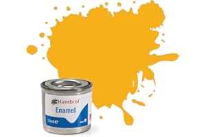 Humbrol Model Paint - AA1674 No 154 Insignia Yellow - Matt - Tinlet No 1 (14ml), Enamel Paints for Models, Plastic, Metal, Wood, Glass, Ceramics and More, Enamel Touch Up Paint - Paint Tin for Craft
