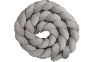 Totsy Baby Almohada Decorativa 300 cm- Almohada de Peluche Trenzada esponjosa Gris