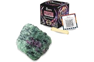 SAMSARA - Piedra bruta rubí zoisita natural con caja de regalo y hoja informativa | Cristaloterapia, Reiki | Cristal Energético Meditación y Decoración (rubí zoisite)