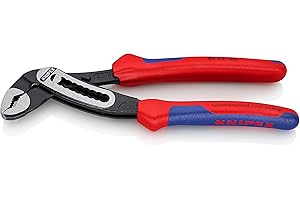 Knipex Alligator Pinza Regolabile per Tubi e Dadi Bonderizzata Nera, Rivestiti in Materiale Bicomponente 180 Mm (Confezione Self-Service/Blister) 88 02 180 Sb