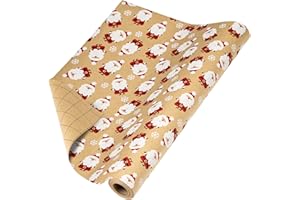 RUSPEPA Rouleau De Papier Cadeau De Noël Kraft - Motif Père Noël Rouge Et Blanc Pour Papier Cadeau De Vacances - 43 cm X 10 m
