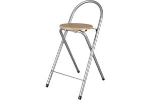 LA BOLATA The Secret Home - Taburete Plegable de Cocina - Silla Plegable de Metal y Madera - Silla Apta para Interior y Exterior - Alto: 80 cm x Largo: 40 cm