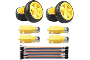 DUBEUYEW 4 pcs 3-6 V ingranaggio doppio albero TT Moto per auto giocattolo a quattro ruote motrici/corpo robotico/giocattoli per aerei +ruote per pneumatici in plastica +pin maschio a femmina filo