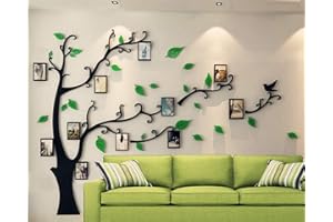 GUANGMU Arbre Sticker Muraux 3D Autocollants DIY Cadre de Photo Stickers Mural Arts Décorations pour Chambre, Salon, Chambr (G Vert Droite,S: 100 * 138CM)