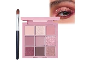 HIVETZ Pink Make-Up Palette - 9 Colour Glitter Matte & Shimmer Glitter Eye Shadow Pallets, Bright Eyeshadows, Long Lasting & Highly Pigmented