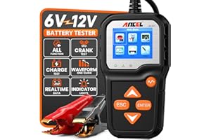 ANCEL BA301 Batterietester KFZ 6V/12V 100-2000 CCA Autobatterie Tester mit Batterieladetest Anlasstest Batterieprüfer Funktion, Digitaler Autobatterie-Analysator für PKW LKW ATV SUV Boot Moto
