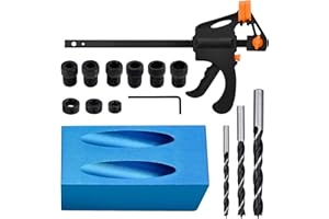 Winfred - Set di 15 pezzi per fori tascabili, con foro per giga, angolo di 15°, per falegnameria, guide per legno, angolo articolato, per falegnameria