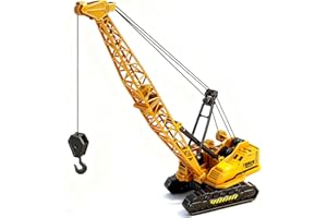 Hymaz Metal ABS Diecast Crane Truck Toy, Metal Construction Vehicles Crane with manual lifting button Machine Model Toy for age 3-8, 9-12 Boys Suitable as Christmas and Birthday Gifts