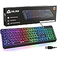 KLIM Chroma Gaming Tastatur QWERTZ DEUTSCH – USB Kabel, RGB Beleuchtung, Leise & Langlebig, Ergonomisch, Wasserdicht – Gamer Tastatur für PC, Mac, PS5, PS4 – Weiß