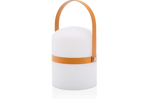 LUUK LIFESTYLE Grande lanterne design pour extérieur et intérieur, décoration moderne, rechargeable et portable, en orange curry mat