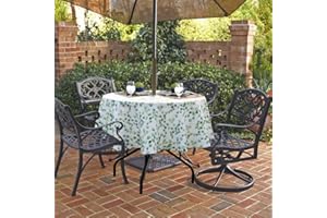SUQ I OME Patio Outdoor Tablecloth with Umbrella Hole and Zipper,Garden Tablecloth for Host Backyard Parties, BBQs,Family Gatherings(Fence Leaf,60'' Round with Zipper)