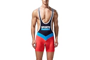 YUFEIDA Men's Sports Shirts Active Undershirts One Piece Boxer Singlet Wrestling Bodywear Active Base Layers Bodysuit
