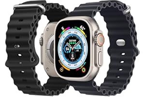 NUKELOLO Ocean Pasek kompatybilny z Apple Watch Ultra 49 mm, 45 mm, 44 mm, 42 mm, 41 mm, 40 mm, 38 mm, miękki silikon, sportowy pasek do iWatch Series Ultra 8, 7, 6, 5, 4 SE, 2 sztuki