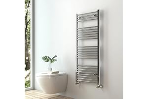 S'AFIELINA Towel Rail Radiator 1200 x 500 mm, Chrome Towel Radiator Towel Rail Central Heating Radiator Designer Towel Radiator Modern Straight Ladder Bathroom Warmers