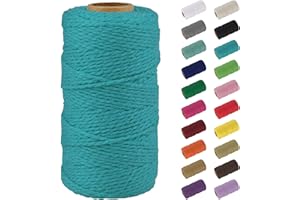 Uiopa Macrame Corde 2mm x 100m, Naturel Fil Macramé Fil de Coton Ficelle Corde, DIY Cordelette pour Tressée, Tapisserie de Plante, Tenture Murale, Cadeau Décoration, Emballage (Bleu)