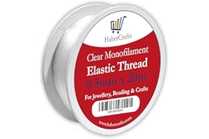 HABERCRAFTS 0.5mm Clear Elastic Thread Stretchy For Bracelet Making - Jewellery Making Elasticated String Bracelets Necklace Beading Decorations - (0.5mm x 20m - 1 Spool)