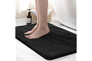 wyewye Tappetino da bagno in microfibra, 2 cm, super assorbente, 50 x 80 cm, nero