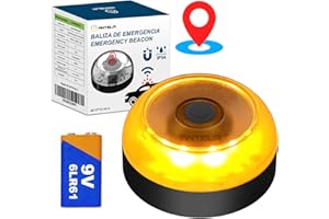 ANTELA V16 Luz Emergencia Homologado DGT Baliza,con Geolococation 3.0 Luz de Emergencía,Tarjetas SIM gratuitas hasta 2038,Baliza V16 geolocalizada,Base Magnética,1pc