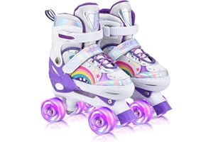 YUDOXN Regulowane wrotki dla dziewczynek ze wszystkimi podświetlanymi kołami LED. Wygodne rolki idealne dla początkujących. (Rozmiar 31-42)