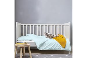 Pizuna Cotton Cot Bed Duvet Cover Set For Babies Baby Blue 100x135cm, 400 Thread Count 100% Long Staple Cotton Luxurious Sateen Weave Toddler Bedding Set Include 1 Duvet Cover And 1 Baby Pillow Case