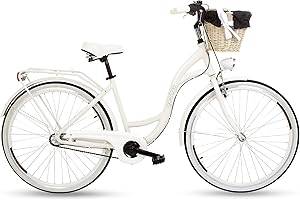 ‎GOETZE Goetze Style Alu Vintage Retro Citybike Damenfahrrad Hollandrad, 28 Zoll Räder, 3 Gang Shimano Nexus, Tiefeinsteiger, Rücktrittbremsen, Korb mit Polsterung Gratis!